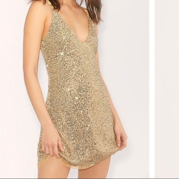 Free People Dresses & Skirts - SOLD Free People x Intimately Gold Rush Mini Slip Dress